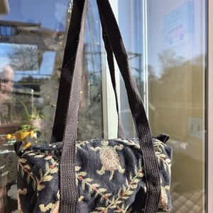 Elegant Black Embroidered Shoulder Bag